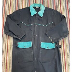 Vintage David James Long Canvas Duster Coat Western Cowboy Size XL Made in‎ USA